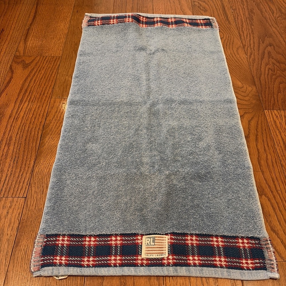 Vintage Ralph Lauren USA Americana Blue Hand Towel - 29 1/2 X 16 Flag Tag
